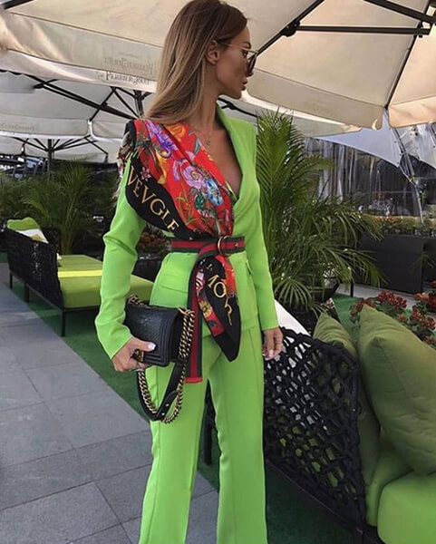 Green Blazer and Scarf