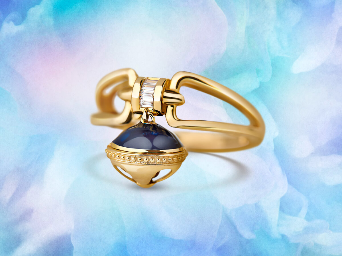 Blue Enamel Gold Ring
