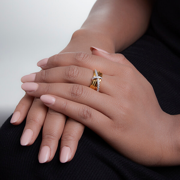 Ms. Promise real gold jewelry - Double Row Promise Ring