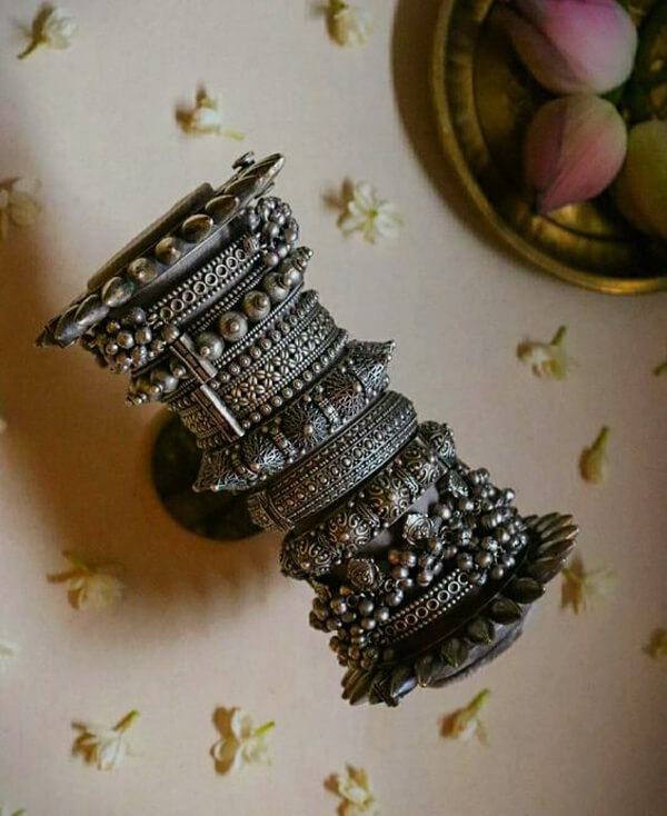 Silver Oxidised Bangles