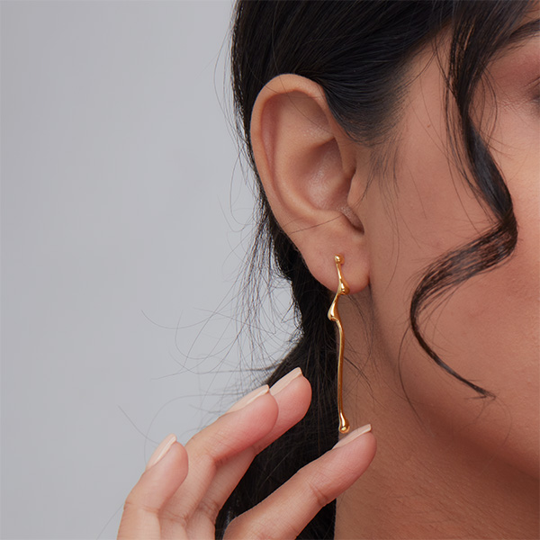 18k Pure Gold Icicle Earrings